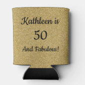 Schwarz und Gold Glitzer Fünfzig und toller Geburt Dosenkühler (Rückseite)