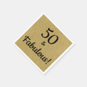Schwarz und Gold Glitzer Fünfzig und toller Geburt Serviette (Ecke)