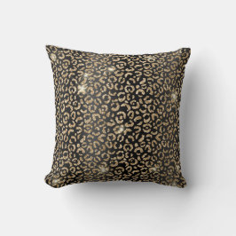 Schwarz und Gold Glitzer Glam Leopard Spots drucke Kissen