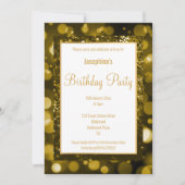 SCHWARZ UND GOLD GLITZER SCHWARZ AM GEBURTSTAG EINLADUNG (Vorderseite)