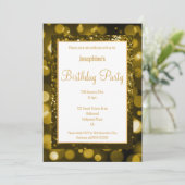 SCHWARZ UND GOLD GLITZER SCHWARZ AM GEBURTSTAG EINLADUNG (Stehend Vorderseite)