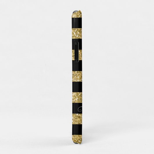 Schwarz und Gold Glitzer Stripes Script-Individuel Case-Mate iPhone Hülle (Hinten/Rechts)