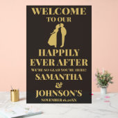 Schwarz und Gold glücklich je nach Hochzeit Willko Acrylschild (Hochzeit)