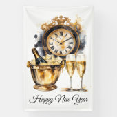 Schwarz und Gold glücklich Neues Jahr Banner (Vertikal)