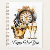Schwarz und Gold glücklich Neues Jahr Planer (Vorderseite)