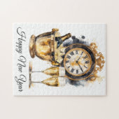 Schwarz und Gold glücklich Neues Jahr Puzzle (Horizontal)