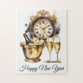 Schwarz und Gold glücklich Neues Jahr Puzzle (Vertikal)
