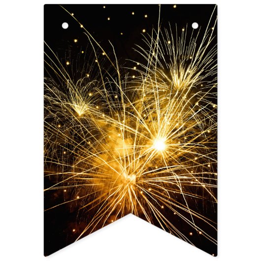 Schwarz und Gold glücklich Neues Jahr Wimpelkette (Erste Fahne)