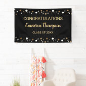 Schwarz und Gold Glückwünsche Abschluss Custom Banner (Insitu)