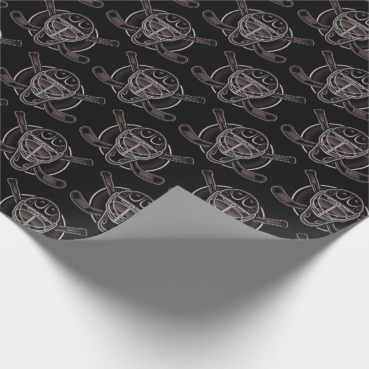 Schwarz und Gold Goalie Maske Geschenkpapier (Ecke)