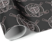 Schwarz und Gold Goalie Maske Geschenkpapier (Rolleneckpunkt)