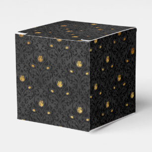 Schwarz und Gold Goldene Florale Grunge Damast Geschenkschachtel