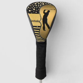 Schwarz und Gold Golfer mit anfänglichem Golf Hea Golf Headcover