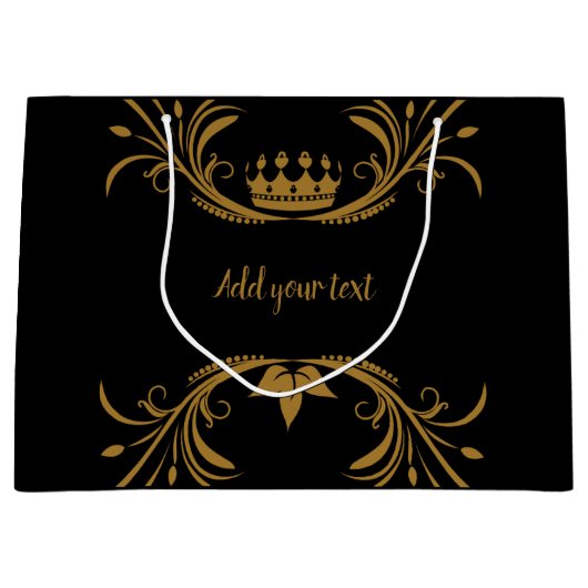 Schwarz und Gold Große Geschenktüte (Vorderseite)