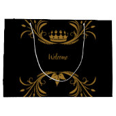 Schwarz und Gold Große Geschenktüte (Rückseite)