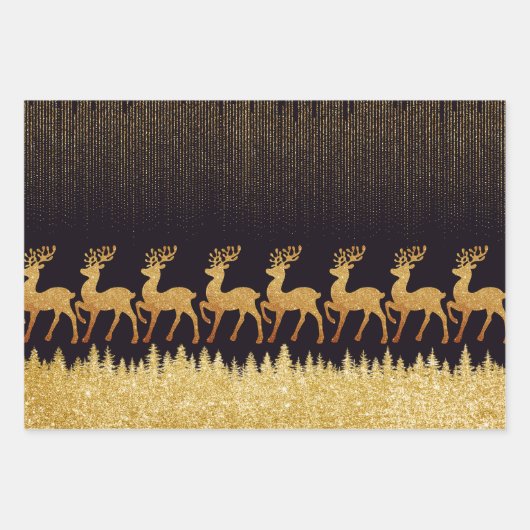 Schwarz und Gold, halbglänzend Geschenkpapier Set (Vorderseite 2)