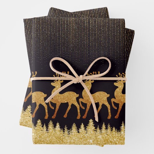 Schwarz und Gold, halbglänzend Geschenkpapier Set (Beispiel)