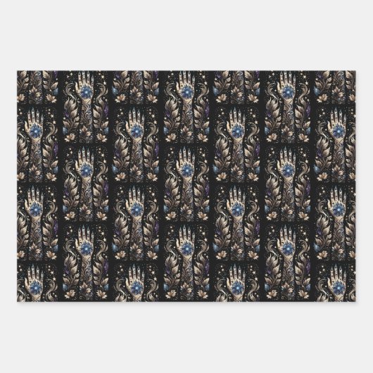 Schwarz und Gold Hand Tattoo Geschenkpapier Set (Vorderseite)