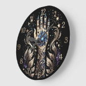 Schwarz und Gold Hand Tattoo Große Wanduhr (Winkel)