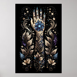 Schwarz und Gold Hand Tattoo Poster