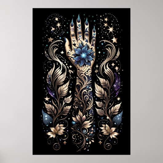 Schwarz und Gold Hand Tattoo Poster (Vorne)