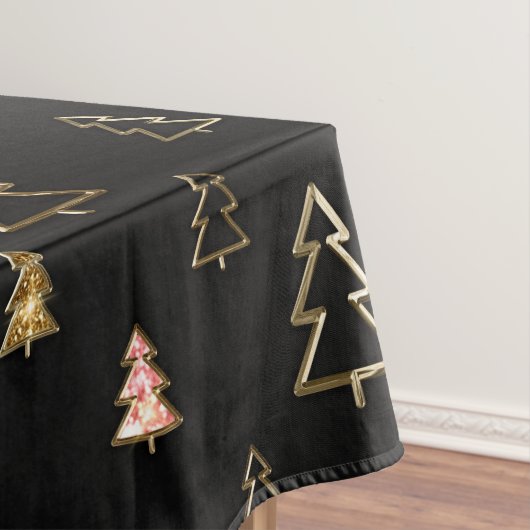 Schwarz und Gold Imitate Weihnachtsbäume aus Metal Tischdecke (Beispiel)