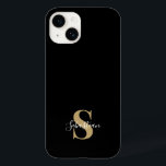 Schwarz und Gold | Initial Monogram Personalisiert Case-Mate iPhone 14 Hülle<br><div class="desc">Dieses stilvolle Handy-Gehäuse-Design zeichnet sich durch ein einfaches, modernes Design in schwarz & gold aus. Machen Sie eine von einer Art Handy-Fall mit benutzerdefinierten Initial und Namen. Es wird ein cooles, einzigartiges Geschenk für jemanden, der etwas Besonderes oder sich selbst ist. Wenn Sie gewollt haben, die Schriftart oder Position zu...</div>
