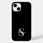 Schwarz und Gold | Initial Monogram Personalisiert Case-Mate iPhone Hülle (Rückseite)