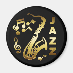 SCHWARZ UND GOLD JAZZ MAGNET