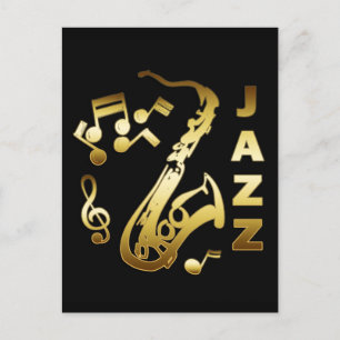 SCHWARZ UND GOLD JAZZ POSTKARTE
