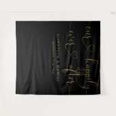 Schwarz und Gold je nach Herz-Script Hochzeit Wandteppich (Vorderseite (Horizontal))