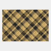 Schwarz und Gold Kariert mit Weihnachtstext Geschenkpapier Set (Vorderseite 3)