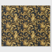 Schwarz und Gold Klasse Elegantes Muster Geschenkpapier (Flach)