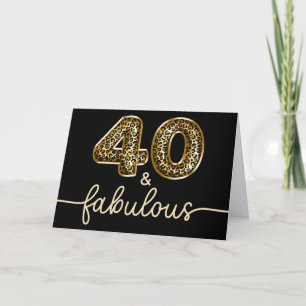 Schwarz und Gold Leopard Glam 40 und Fabelhaft Karte