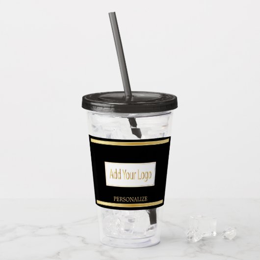 Schwarz und Gold - Logo Acryltrinkbecher (Vorderseite Ice)