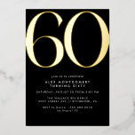 Schwarz und Gold | Luxe Frauen oder Mens 60. Gebur Folieneinladung<br><div class="desc">Moderne Einladungen zum 60. Geburtstag mit einer großen Überschrift "60" in echter metallischer Folie. Ihre Veranstaltungsdetails werden unten in einem matten weißen Schriftart gedruckt. Geschlechtsneutrales Design mit goldenem Akzent auf kontrastierendem schwarzem Hintergrund.</div>