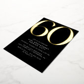 Schwarz und Gold | Luxe Frauen oder Mens 60. Gebur Folieneinladung (Gedreht)