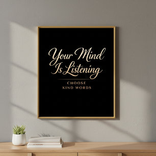 Schwarz und Gold Luxus Psychische Gesundheit Kunst Poster