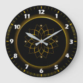 Schwarz und Gold Mandala Wall Uhr - Elegante Uhr (Vorderseite)