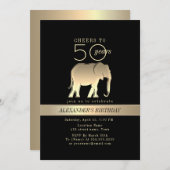 Schwarz und Gold Männchen 50. Geburtstag Einladung (Vorne/Hinten)