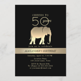 Schwarz und Gold Männchen 50. Geburtstag Einladung
