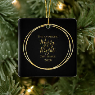 Schwarz und Gold Merry und hell Keramikornament