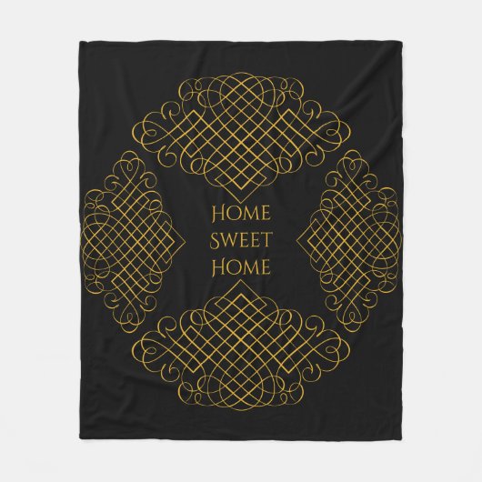 Schwarz und Gold mit benutzerdefinierter Meldung F Fleecedecke (Vorderseite)