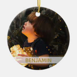 Schwarz und Gold mit Bild Weihnachten Keramik Ornament