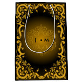 Schwarz und Gold mit dekorativen Elementen Mittlere Geschenktüte (Vorderseite)