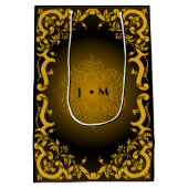 Schwarz und Gold mit dekorativen Elementen Mittlere Geschenktüte (Rückseite)