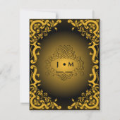 Schwarz und Gold mit dekorativen Elementen RSVP Ca Karte (Rückseite)