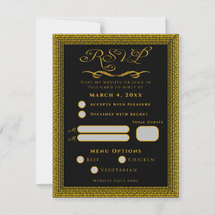 Schwarz und Gold mit dekorativen Elementen RSVP Ca Karte