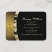 Schwarz und Gold mit Monogram Diamonds auffangen Visitenkarte (Rückseite)