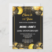 Schwarz und Gold Moderne 50 Jahre Einladung (Vorderseite)